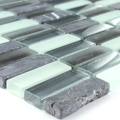 Produktbild von Glas Marmor Naturstein Mosaikfliesen Elenor Grau