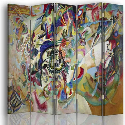 Produktbild von Paravent - Raumteiler Komposition VII - Wassily Kandinsky - Dekorativer Raumtrenner cm. 180x170 (5 x)