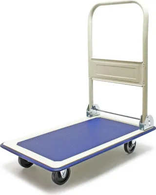 Produktbild von Wiltec Plattformwagen bis 150 kg 720x475x840 mm, Transportkarre klappbar mit Bügelgriff und gummibezogener Ladefläche, Transporthilfe