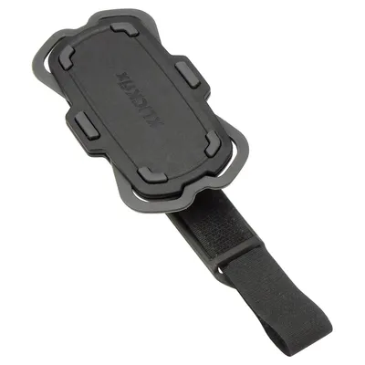 Produktbild von KLICKfix Smartphone Halterung Loop grau schwarz mit Klettband Befestigung.