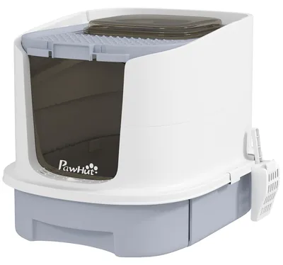 Productafbeelding van PawHut kattenbak met deksel, kattenwc met bovenin een opening, inclusief schep