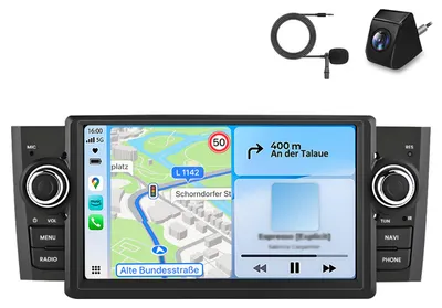Produktbild von Autoradio Mit Mikrofon Rückfahrkamera für Fiat Grande Punto Linea 2007-2012 Wireless CarPlay Android Auto WiFi GPS Navi RDS DSP DAB+ USB 7 Zoll 64GB