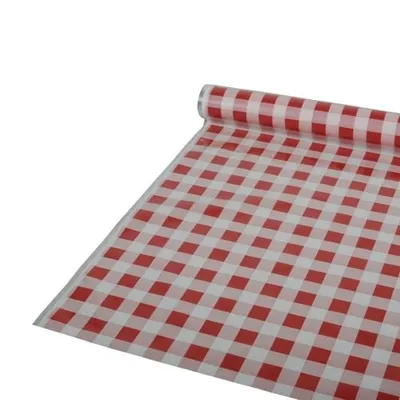 Produktbild von Papstar Tischdecke, Folie 50 m x 80 cm rot "Karo", 6 x 1 Rolle