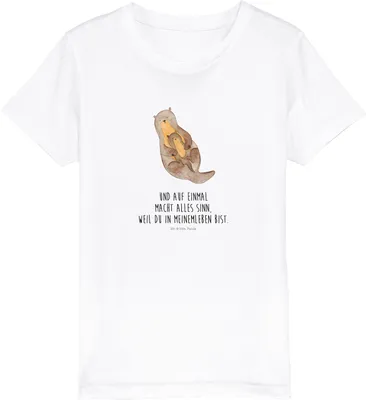Produktbild von Mr. & Mrs. Panda Kleinkinder T-Shirt Otter Kind 5-6 Jahre (110/116) - Weiß - Geschenk, Organic Kinder, Mama, Geburt, Teenager, Familie, Mutter, Kindershirt, Kurzarm, Baby