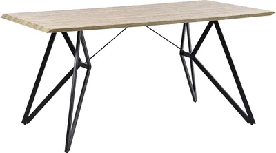 Zdjęcie produktu dla BELIANI Stół do jadalni MDF jasnobrązowy czarne metalowe nogi prostokątny 160 x 90 cm styl industrialny
