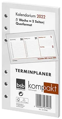 Produktbild von bsb 02-0086 Ersatzkalendarium "Kompakt" - A6 quer, 1 Woche / 2 Seiten