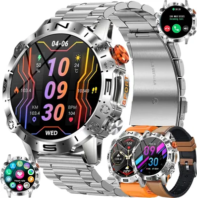 Produktbild von Herren-Smartwatch mit Telefonfunktion, 1,43 Zoll AMOLED-Tracker, 123 Sportmodi,wasserdicht, SpO2/Herzfrequenzmesser, Aktivitätstracker für Android IOS