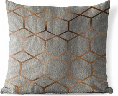 Produktbild von MuchoWow® Outdoor Kissen - Muster - Luxus - Bronze - Grau - 60x60 cm - Wetterfest - Lounge Kissen - Dekoration - Schlaf Kissen
