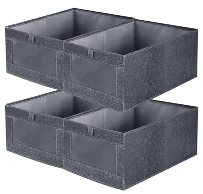 Lade-Organizer Set 4er, Stoff, faltbar, 41x28x17 cm, grau