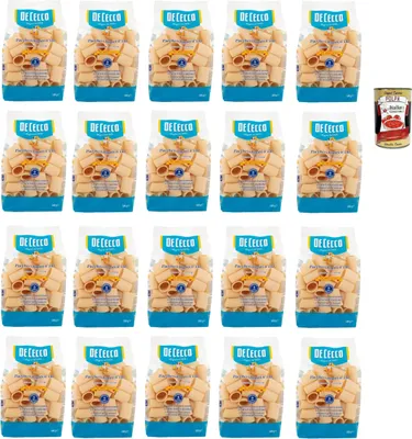 Produktbild von De Cecco Le Specialità Paccheri Rigati N°130, 100% Italienisch Pasta Nudeln 20x 500g + Italian Gourmet Polpa 400g
