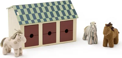 Produktbild von Kids Concept Pferdestall mit Pferden - 19,5x19x31 cm – ab 24 Monate Pferdestall Kinder