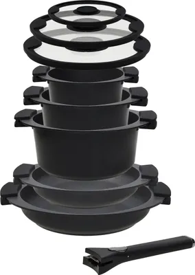 Produktbild von Tognana Porcellane Avantspace, Gemischtes Set, Schwarz, Aluminium, Schwarz, Bakelit, Silikon, Glas