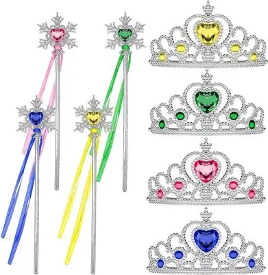Produktbild von Kinderkroonprinses tiara set - 4-teilig Kristallkronen Mädchen-Verkleidung 3-12 Jahre