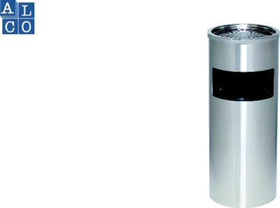 Produktbild von Alco Standascher mit Abfallbehälter Stahlblech 610mm Ø 250mm silber