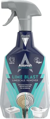 A bottle of Astonish Lime Blast Limescale Remover.