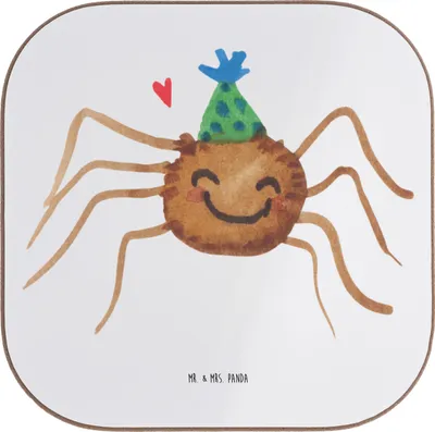 Produktbild von Mr. & Mrs. Panda Flaschenuntersetzer Spinne Agathe Party - Weiß - Geschenk, Getränkeuntersetzer, Coaster, Untersetzer Glas, Gläser, für, Motivation, Selbstliebe, Glück