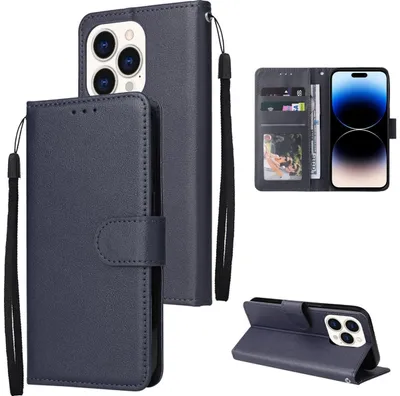 Produktbild von Mobigear Wallet iPhone 14 Pro Max Hülle Klapphülle Geldbörse - Marineblau