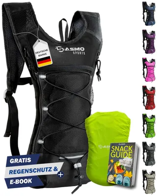 Produktbild von SASMO® Laufrucksack 6L (Schwarz) mit Thermofach | Lauf Rucksack - Ultraleicht 300g | Laufrucksack Damen & Herren | Running Backpack Regenschutz