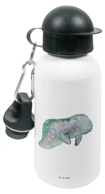 Produktbild von Mr. & Mrs. Panda Trinkflasche Seekuh Chillen - Weiß - Geschenk, Kindergarten, Meer, Diät, Abnehmen, Zucker, Kinder, Süßigkeiten, outdoor, Wasserflasche, Sportflasche