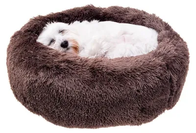 Immagine prodotto di Cuccia a forma di ciambella in peluche per cani e gatti - Marrone - 60 x 14 cm