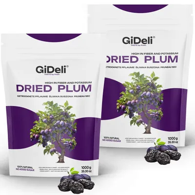 Produktbild von Getrocknete Pflaumen 2kg Ohne Stein Ungesüßt Vegan Pure Snack Müsli GiDeli