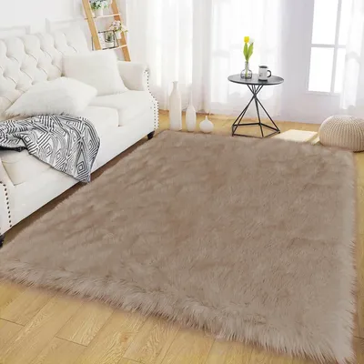 Obrázok produktu pre Umývateľný koberec z umelého kožušinku, obdĺžnikový tvar, 120 x 180 cm, hnedý/béžový