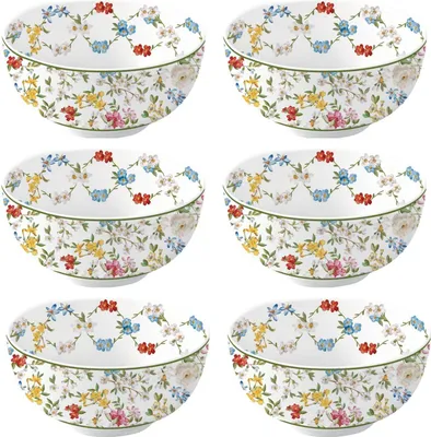 Produktbild von 6er Set Dessertschalen GARDEN DREAMS weiß mit bunten Blumen D. 12cm Easy Life