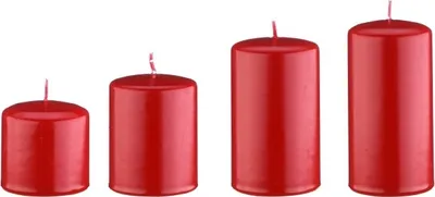 Produktbild von Stimmungsvolles Kerzenlicht 4er Kerzen abgestuft Rot Ø 6 cm