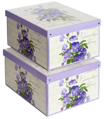 Productafbeelding van Lavatelli Set van 2 Opbergdozen met Deksel Viooltjes, 39 x 50 x 24 cm