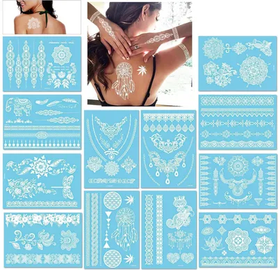 Produktbild von Temporäre Tattoos für Mädchen Frauen Wasserdicht Urlaub Geschenk 12 Blatt