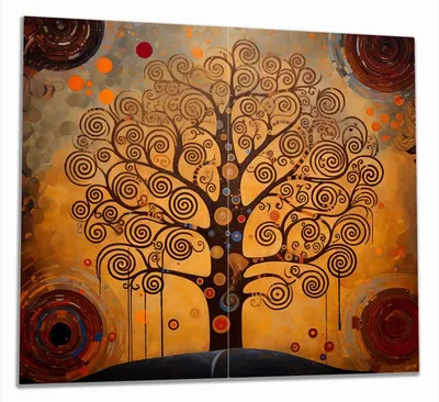 Produktbild von Wallario Herdabdeckplatte aus Glas, Größe 60 x 52 cm 2-teilig, Motiv Baum des Lebens