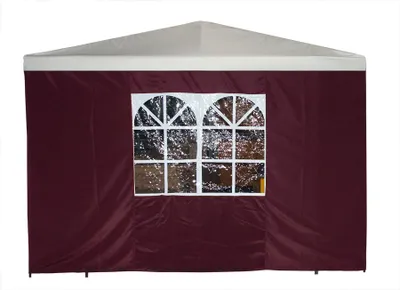 Produktbild von Pavillon Seitenwand 3 x 1,9 m Polyester bordeaux mit doppeltem PVC-Fenster und Klettverschlüssen für 3x3 m Pavillon