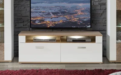 Produktbild von Lowboard TV-Schrank Fernsehtisch weiß planked eiche 150cm