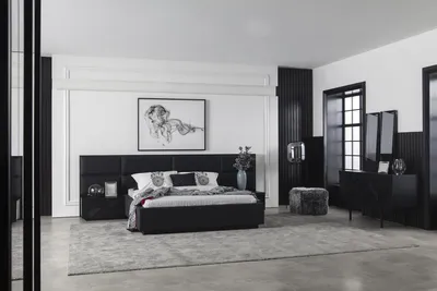 Produktbild von Polsterbett Schwarz Textil für Schlafzimmer Modern Style Neu
