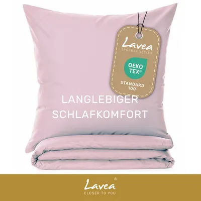 Produktbild von Lavea® Bettwäsche aus Mikrofaser – Bettwäsche-Set mit 1 Bettbezug 220x240 cm, 2 Kissenbezüge 80x80 cm, weich, atmungsaktiv, hypoallergen - Rosa