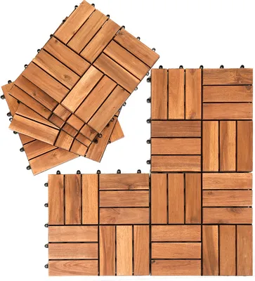 Zdjęcie produktu dla Yakimz 5m² płytki drewniane mozaika akacjowa płytka tarasowa 30x30 cm płytka system wtykowy mozaika cięta na wymiar płytki tarasowe taras balkon