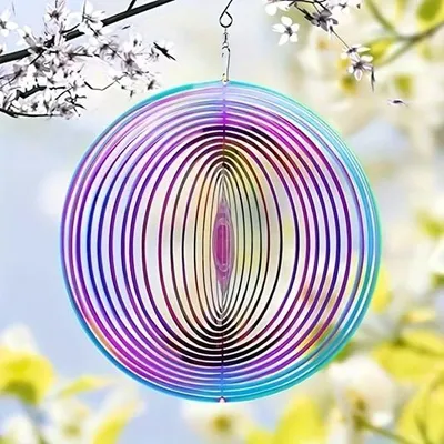 Produktbild von GKA Edelstahl Windspiel GK11 Regenbogen Gartendeko Windmobile Windspinner Mandala Wind Spinner Garten Terrasse wunderschönes Lichtspiel