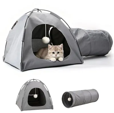 Immagine prodotto di Tenda per gatti 2-in-1 e tunnel giochi per animali domestici