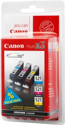 Produktbild von Canon CLI-521 C/M/Y, Cyan, Magenta, Gelb, Tinte auf Pigmentbasis, 3 Stück(e), Multipack