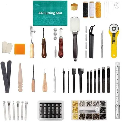 Produktbild von Handwerkgereedschapsset aus Leder - vollständig - für DIY-Projekte