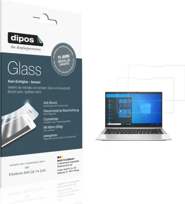 Produktbild von 2x Schutzfolie für HP EliteBook 840 G8 14 Zoll - Anti-Shock 9H Folie dipos Glass Kunststoffglas