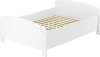 Produktbild von Weißes Holzbett Seniorenbett extra hoch 160 x 200 Zubehör wählbar V-60.44W-16Rollrost inkl.