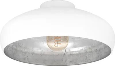 Produktbild von EGLO Deckenlampe Mogano, Deckenleuchte Industrial, Vintage, aus Stahl, Wohnzimmerlampe in Weiß, Silber, Küchenlampe, Flurlampe Decke mit E27 Fassung