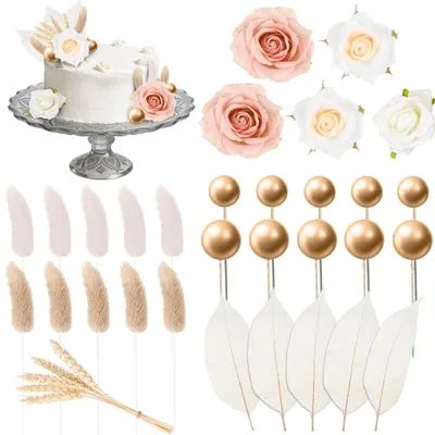 35-teilige Boho-Tortendekoration aus Papier, Gold