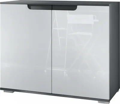 Produktbild von Vladon Kommode Sylt V3, Moderner Küchenschrank mit 2 großen Türen Anthrazit matt / Weiß Hochglanz (92,5 x 75.5 x 35)