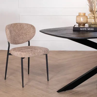 Produktbild von Esszimmerstuhl Taupe - Stoff - Esszimmerstuhl Vajèn - Giga Meubel