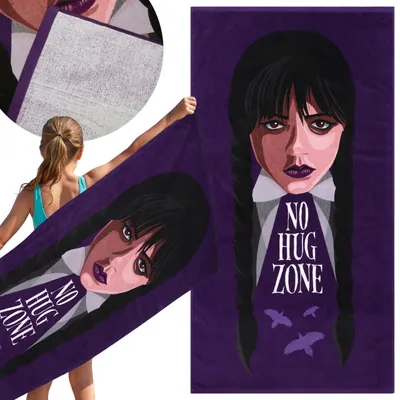 Produktbild von Wednesday violettes, schnelltrocknendes Strand- und Badetuch, 100 % Baumwolle, 70 x 140 cm,