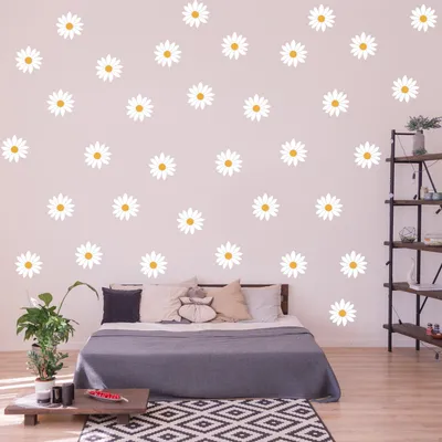 Set aus 24 weißen Gänseblümchen – Decords Wandtattoo, Produktansicht 1