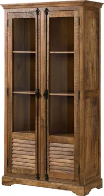 Produktbild von MASSIVMOEBEL24.DE Vitrine Mango 100x45x190 dunkelbraun geölt RODEZ #152