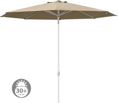 Produktbild von Sonnenschirm 3,5m rund creme Garten Balkon knickbar mit Kurbel UV-Schutz Gestell weiß paramondo interpara